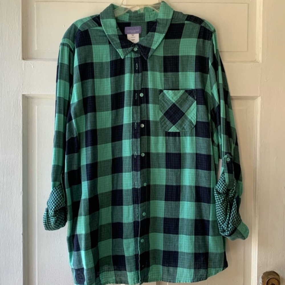 Laura Scott Blue/Green Flannel size 2X